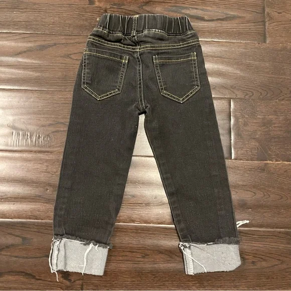 Kids Black Jeans with Snow-girl Embroidered Cuffs Distressed Hem Size 2T - Picture 5 of 6